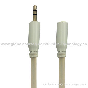 Audio Extension Cable, Molding, Nickel-plated, Half-shiny/Half Matte/Flat line/3.5SP Male to Female